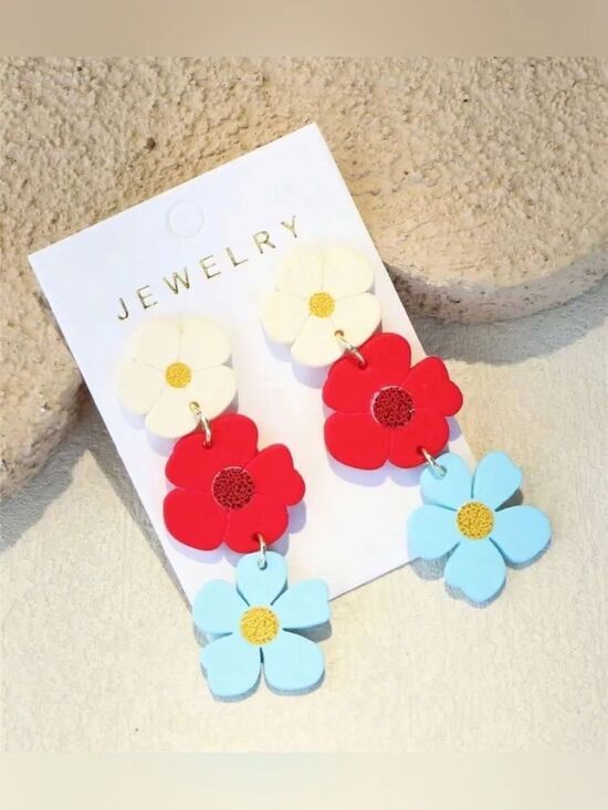 Free People Jewelry - Colorful Floral Dangle Earrings A2072